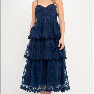 Endless Rose Crochet layered midi dress NWT